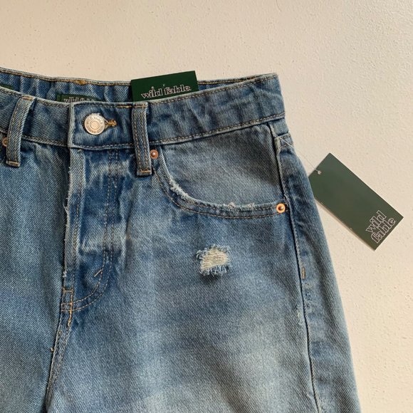 Wild Fable Jean Bermuda Shorts Size 0 High Rise Raw Hem Denim NWT - Picture 3 of 16